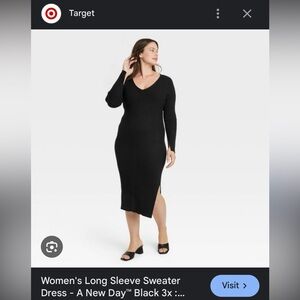 A New Day knitted ribbed long sleeve midi black dress. Size XS. NWT.